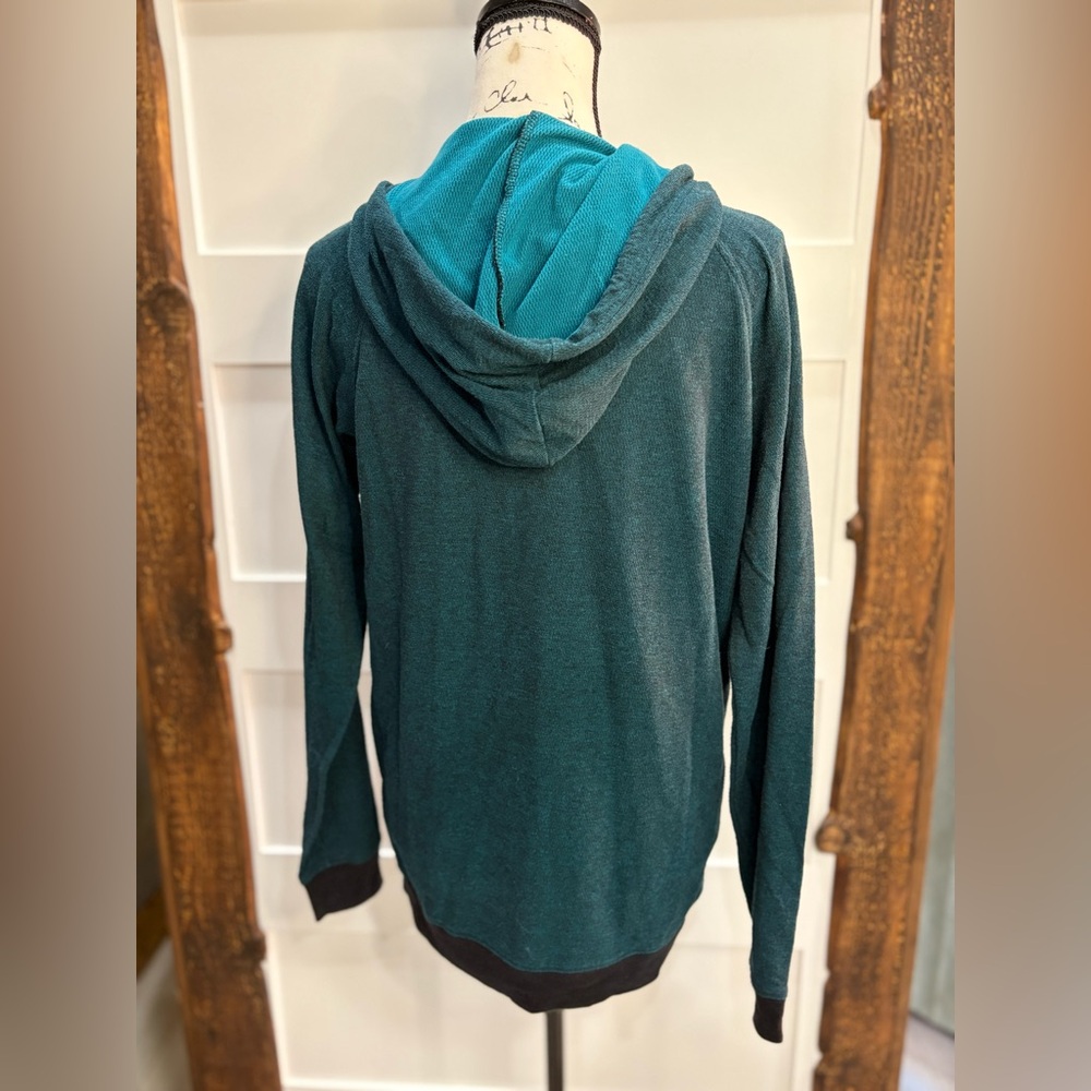 RVCA Teal Pullover Hoodie Mixed Fabric Sweatshirt Size S Unisex